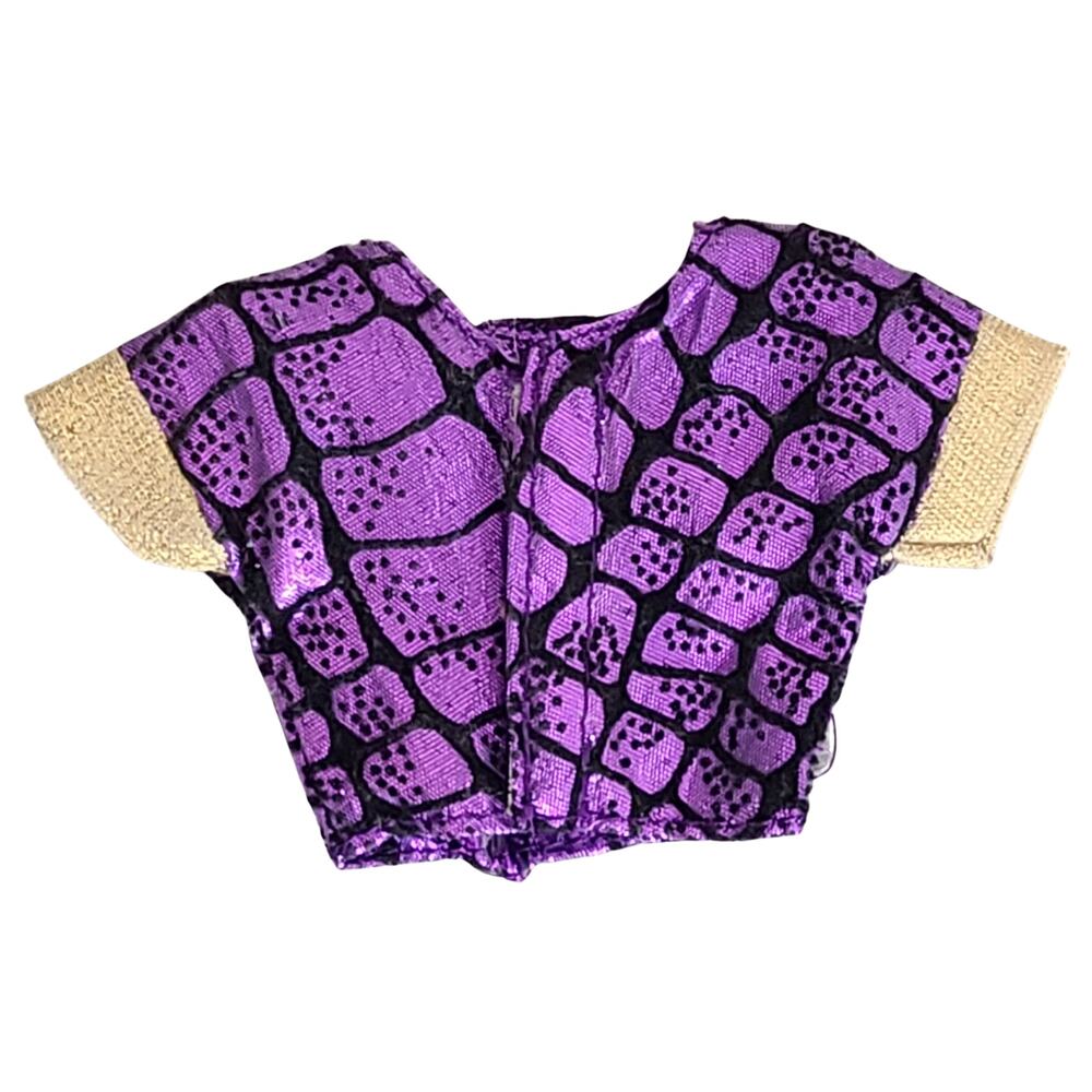 Barbie Size Purple Black Metallic Cropped Top Gold Trim